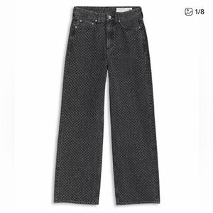 Rag & Bone Logan Wide Leg Black Tweed Jeans